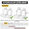 K2 1+1 Serisi, Her Araca Uyumlu Oto Koltuk Kılıfı, 1+1 Set, Taytüyü