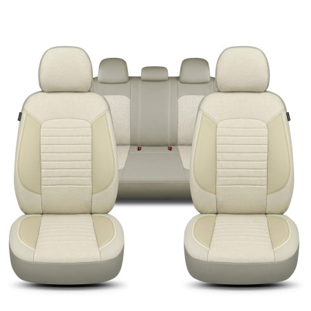 İz Serisi, Her Araca Uyumlu Oto Koltuk Kılıfı, Tam Set, Keten-Deri