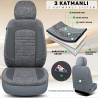 İz Serisi, Her Araca Uyumlu Oto Koltuk Kılıfı, Tam Set, Keten-Deri