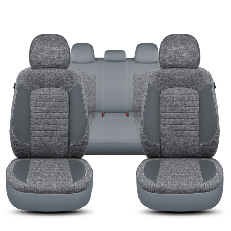 İz Serisi, Her Araca Uyumlu Oto Koltuk Kılıfı, Tam Set, Keten-Deri