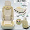 Buğlem Serisi, Her Araca Uyumlu Oto Koltuk Kılıfı, Tam Set, Keten-Deri
