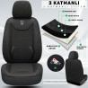 Buğlem Serisi, Her Araca Uyumlu Oto Koltuk Kılıfı, Tam Set, Keten-Deri